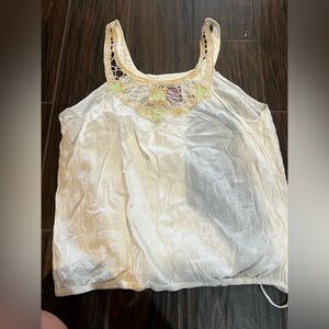 Free People Cream Lace Detail Blouse